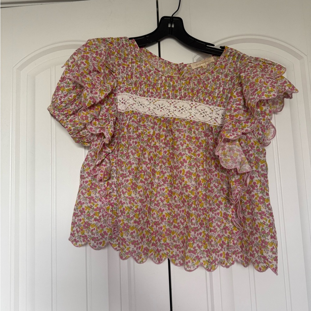 Loveshackfancy blouse size small floral cotton cute 🥰 like new